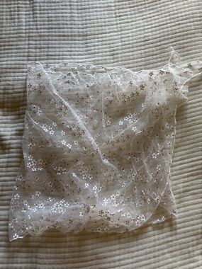 Sheer Floral Embroidered Swim skirt in Ivory